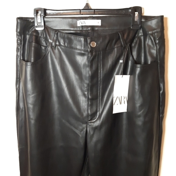 ZARA faux leather flared slim pants - Picture 8 of 10